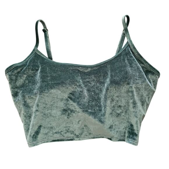 PINK Active Victorias Secret Sz M Ultimate Lightly Lined Bra Green Velvet - Picture 1 of 5